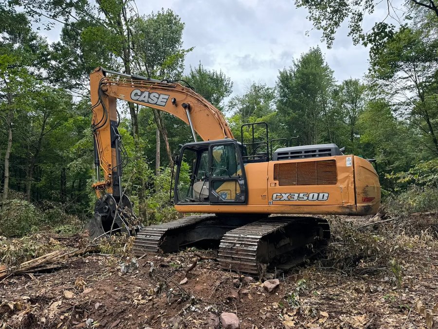 Excavator on septic install site, Central New York